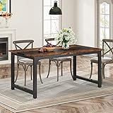 Tribesigns Esstisch, industrieller Küchentisch für 4–6 Personen, rechteckiger Esstisch für Esszimmer, Küche, Wohnzimmer, mit robusten Metallbeinen, rustikales Braun, 160 x 80 cm