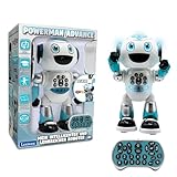 Lexibook - Powerman Advance - Ferngesteuerter Roboter, interaktives und pädagogisches Spielzeug für Kinder, geht, tanzt, spielt Musik, fabriziert und erzählt Geschichten, programmierbar STEM - ROB28DE