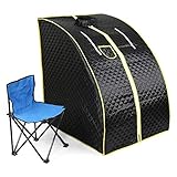 Dampfsauna Mobile Heimsauna Wärmekabine Mini Sauna Sitzsauna Gartensauna-Mini-Sauna 1000 W Verdampfer, Schwarz-B