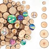 120 Stück Holzscheiben Klein, DIY Handwerk Holz-Scheiben, Runde Holzscheiben zum basteln, 5mm Dicke Unlackierte Holzscheiben mit Baumrinde, für DIY, Weihnachten Dekoration usw.(1-3cm)