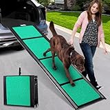 170cm Hunderampe,Hunderampe Auto Klappbar mit Rutschfester Teppichoberfläche,Hundetreppe Auto für SUVs, LKWs & Outdoor Treppen, Tragbare & Langlebige Hunderampe Auto für Große Hunde bis 100kg