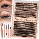 Higu clace Wimpern-Extensions, 280Pcs 30D+40D Lash-Extension-Set, Wimpern-Extensions-Set-7-tage halt mit Applikator und Wimpernkleber und Versiegelung (30D+40D Kit)