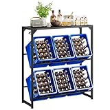 Aibiju Drink Getränkekistenregal 6 kisten mit Ablage Metall Stehend Kastenständer, Wasserkasten Regal, Flaschenkastenregal, Freistehend für Wohnzimmer, Küche, Weinkelle,100x33x112 cm,YD-YLJ003B