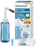 tetesept Meerwasser Nasendusche bei Schnupfen und Pollenallergie – Inkl. 4 Beutel Nasenspülsalz - Zur Nasenspülung mit zwei austauschbaren Aufsätzen auch für Kinder geeignet