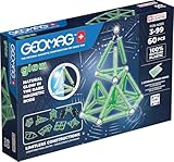 Geomag Glow Recycled 60 Stück Magnetisches Spielzeug für Kinder, Geschenk für Jungen und Mädchen im Alter von 5 6 7 8 9 10 11 12 13 Jahren, magnetische Konstruktionen, Kinderspielzeug