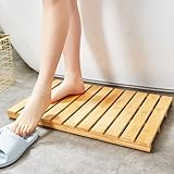 CHSG Rechteckige Bambus Badematte Holz Dusche, mit Anti-Rutsch-resistente Gummifüße für Dusche Spa Sauna, 50 * 33 * 2,5 cm, Luxus-Spa-Matte, Holzmatte für Badewanne, für den Innen-oder Außenbereich.