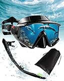 Victoper Panoramische Tauchmaske mit wasserdichtetem Schnorchel Erwachsenen-Schnorchel-Set auslaufsichere verstellbare Taucherbrille geeignet für Erwachsene und Jugendliche