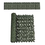 Dimweca Künstlicher Efeu-Zaun-Rolle, Rolle mit Rankgitter, erweiterbar, mit künstlichen Efeublättern, für Balkone, künstliche Hecke