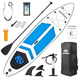 ADVENOR Paddle Board Extra breites aufblasbares Stand Up Paddle Board mit SUP-Zubehör, einschließlich verstellbarem Paddel, Rucksack, wasserdichter Tasche, Leine und Handpumpe, Reparaturset (Blau-1)