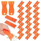 2 Stück Kunststoffschaber, Kunststoffspachtel mit 200 Kunststoff Klingen, Plastikspachtel, Plastik Schaber für Klebereste Entferner, Etikettenlöser, Klebstoffentferner, Aufkleber Entfernen