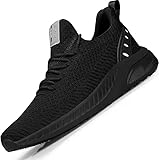 Feethit Turnschuhe Herren Laufschuhe Sportschuhe Sneaker rutschfeste Gummisohlen Leichte und Atmungsaktiv für Gehen Laufen Joggen Sports, Schwarz, 43EU (Etikettgröße:265mm)