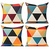 All Smiles Outdoor-Kissenbezüge, 40,6 x 40,6 cm, bunt, Frühlings-Spaß, Mitte des Jahrhunderts, Moderne Heimdekoration, Boho-Sommerkissen, Terrassenmöbel, Couch, Wohnzimmer, geometrisches Gelb-Orange