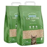 by Amazon Katzenstreu aus Pflanzenfasern, klumpend, Unparfümiert, 15L, 2er-Pack