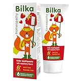 Bilka Homeopathy Kinderzahnpasta 6+ Jahre, Für Gesunde Und Starke Kinderzähne mit Himbeergeschmack, Fluoridfrei, Mentholfrei, Parabenfrei, 1 X 50 Ml