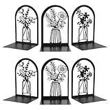 6 Stück Buchstütze Schwarz L- Form 17×12×9cm Buchstützen Metal mit rutschfeste Unterseite Vasenförmiges Design Bücherstütze für Büro und Arbeitszimmer zur Aufbewahrung von Büchern
