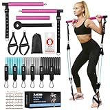 Zacro Pilates-Stange mit Widerstandsbänder Set, 30/40/50Lbs Fitnessbänder Widerstandsband, Pilates-Stange mit verstellbarem Riemen, Türanker,Fußschlaufe,Pilates-Resistance Bands für Ganzkörpertraining