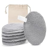 LOPHE Abschminkpads, 6 Stück Wiederverwendbar Makeup Entferner Pads, Abschminkpads Waschbar Wattepads Wiederverwendbar, Abschminktücher für Gesichtsreinigung, Oval Grau