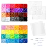 LIHAO 24000 MINI Bügelperlen Set Kleine Steckperlen in Sortierbox Kinder DIY Perlen für Bügelperlen Platte als Kinder Geschenk (Mini 2,6 mm, 48 Farben)