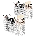 Bubuny Kosmetik Organizer, 2 Stück mit Je 3 Fächern Schminkaufbewahrung für Parfüm Eyeliners Lippenstift Wimperntusche Kosmetikpinsel Schminkpinsel, Acryl Kristall Make up Organizer Zuhause Büro