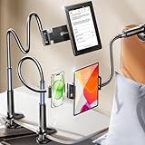 LISEN Schwanenhals Tablet Halterung für Bett [2 Clips] Tablet Ständer 360° Drehbarer Kindle Halterung, Universal Tablet Halter mit iPhone 16 15 Series iPad Pro Galaxy Tabs Von 4 Bis 12,9 Zoll Geräten