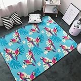 Niedlicher bunter Ara-Monstera-Teppich für Wohnzimmer, Schlafzimmer, waschbar, weich, 7,6 x 12,7 cm, rutschfester Teppich, Innen-Bodenteppich, Schlafzimmerdekoration, ästhetisch, 152,4 x 99,1 cm