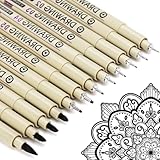 Micron Fineliner Schwarz Stifte Tuschestifte: 12 Schwarzer Set Zentangle Zeichenstifte Manga Zeichnen Lernen Wasserfest Fine Pigment Liner Drawing Supplies Art Supplies Technisches Comic Anime Malen
