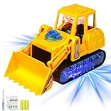 Kaezuy Ferngesteuertes Bagger Spielzeug mit LED-Lichtern und Soundeffekten | Robuster Kunststoff Sandkasten Spielzeug für Kinder ab 3 Jahren | Inklusive 3 Akkus und USB-Ladekabel (A)