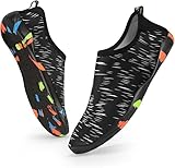 Wasserschuhe für Damen und Herren, schnell trocknend, Strandschuhe, leichte Schwimmschuhe für Wasser, Surfen, Tauchen, Wandern, 988 Schwarz, 40 2/3 EU