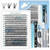 KevKev Einzelne Wimpern 300 Büschel Wimpern Einzeln Wimpern Extensions Set Wimpernkleber Wimpern Remover Pinzette Wimpernverlängerung Natürlicher Look Weiche Wimpern(20D+40D+50D,D-9-16mix)