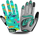 Fahrradhandschuhe Kinder MTB Fahrrad Freizeit Vollfigner mit Gel rutschfest Wert 1 Paar Cyan M, Radsport Skatehandschuhe für Sommer Jungen Mädchen 2-11 Jahre