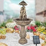 SOLAR Garten BRUNNEN SOLAR TEICHPUMPE SPRINGBRUNNEN GARTENBRUNNEN SOLAR WASSERSPIEL DIE LIEBENDEN ZIERBRUNNEN VOGELBAD Set SOLAR PUMPE mit LiIon-Akku & LED-Licht TEICHPUMPE (7-TD01103)