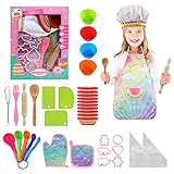 Ballery Backset Kinder, 38 Stücke Koch-und Backset für Kinder Kochschürze Kinder mit Kochmütze Kinderküche Zubehör Kochen Spielen Küchenspielzeug für 3-8 Jahre Mädchen und Jungen Geschenk