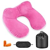 Omlalayi Reisekissen Nackenkissen,Inflatable Travel Pillow,Reisen Kissen,Nackenhörnchen Flugzeug,Nackenkissen Aufblasbar Flugzeug,Travel Neck Pillow,mit Samtweichem Waschbarem Bezug,für Reisen,Rose