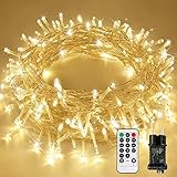 Led Lichterkette Strom 15M 100 LED mit Fernbedienung Timer Merkfunktion Lichterkette IP65 Wasserdicht für Innen und Außen,Niederspannung, Lichterkette für Party Weihnachten Garten Zimmer