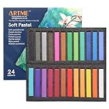 Artme Softpastellkreide 24er Etui - Weiche Pastellkreide - für Künstler, Hobbymaler, Schule, Kunstunterricht.