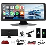 CarPlay Screen, Portable Car Radios Compatible with Apple CarPlay & Android Car Stereo, IPS Touch Screen, Bluetooth, AHD Rear View Camera, AUX/USB/TF for Cars/Trucks/SUVs/Motorhomes/Vans (10.26in)
