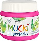 KREUL 23106 - Mucki leuchtkräftige Fingerfarbe, 150 ml in pink, auf Wasserbasis, parabenfrei, glutenfrei, laktosefrei und vegan, auswaschbar, vermalbar mit Pinsel, Schwamm, Spachtel und Fingern