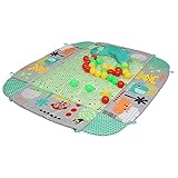 5-in-1 Erlebnisdecke & Bällebad mit Bällen - Totally Tropical, Spieldecke mit Spielbogen, 20+ Minuten Licht und Musik, Krabbeldecke mit Spielzeuge, ab der Geburt (Stil B - Grün)