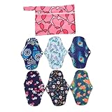 Holibanna 7Stücke Wiederverwendbare Menstruationspads Waschbare Damenbinden aus Bambusfaser Mittlere Farblich Sortiert Sanitäre Pflege