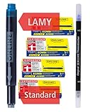 ONLINE 20x kompatible LAMY Patronen blau & Tintenlöscher, auch für Pelikan, Stabilo etc., Universal Tintenpatronen, Füller Patronen, löschbar, für Füllhalter & Tintenroller, Vorteilspack königsblau