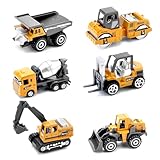 Baustellen Fahrzeuge Metall Kunststoff Bagger,Baufahrzeuge Spielzeug Auto für Kinder ab 2 Jahren Geschenke Mini Lastwagen Autos(Bagger Straßenroller Dumper Mischer Bulldozer Gabelstapler)