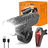 SUNFATT Fahrradlicht Set,StVZO Zugelassen Fahrrad Licht vorne&rücklicht-[2600mAh]-IPX5 Wasserdicht Fahrradlichter,Fahrradbeleuchtung Set,Warnung bei niedrigem Akku