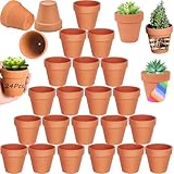 Mockotta 24 Stück 5 X 5.5 cm Tontöpfe Klein, Terrakotta Topf, Kleine Tontöpfe zum Basteln, Kleine Blumentöpfe, Blumentöpfe zum Bemalen, Tontöpfe Klein mit Abflussloch, Wiederverwendbar Tontopf