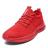 EGMPDA Damen Walkingschuhe Laufschuhe Wanderschuhe Sneaker Sport Trekking Turnschuhe Workout Jogging Outdoor Running Straßenlaufschuhe Freizeit Damen Leichtgewichts Atmungsaktiv Rot EU 41