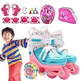 Sghtil Verstellbare Rollschuhe für Anfänger | Verstellbare Dreipunkt-Rollschuhe für Anfänger | Rollschuhe für Kinder von 3 bis 8 Jahren mit Rädern