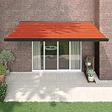 Markise Einziehbar Orange und Braun 4,5x3 m Stoff und Aluminium, LAPOOH Sichtschutz Balkon, Balkon Markise, Seitenmarkise, Klemmmarkise, Sonnenvorhang, Balkonmarkisen - 3154569