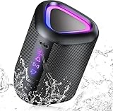 aowoka Bluetooth Lautsprecher mit Licht, 2025 Musikbox Tragbarer Box, Bluetooth 5.4, 30 St, Verbesserter Bass, IPX7 Wasserdicht, Outdoor Lautsprecher für Reisen, Sport, Party, Radfahren.