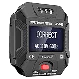 Aicevoos Steckdosentester mit RCD-Prüfung und LCD-Display, 6 Arten von Fehlerdiagnose, Spannungs- und Frequenzanzeige, 90-250V/45-65Hz, Schwarz