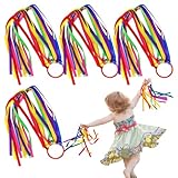 4 Stück Regenbogen Band Seidenbänder Bunt Tanzband Tanzbänder Rhythmische Sportgymnastik Band Rhythmische Sportgymnastik Turnen Kinder Ringgriff für Kinderspielzeug Requisiten Dekoration