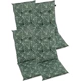 BURI 4X Gartenstuhlauflagen Hochlehner 115x50cm I extra 8cm Dicke Komfort Sitzauflagen I Made in Europe I Stuhlauflagen für Hochlehner Gartenstuhl I Polster für Gartenmöbel I Beige